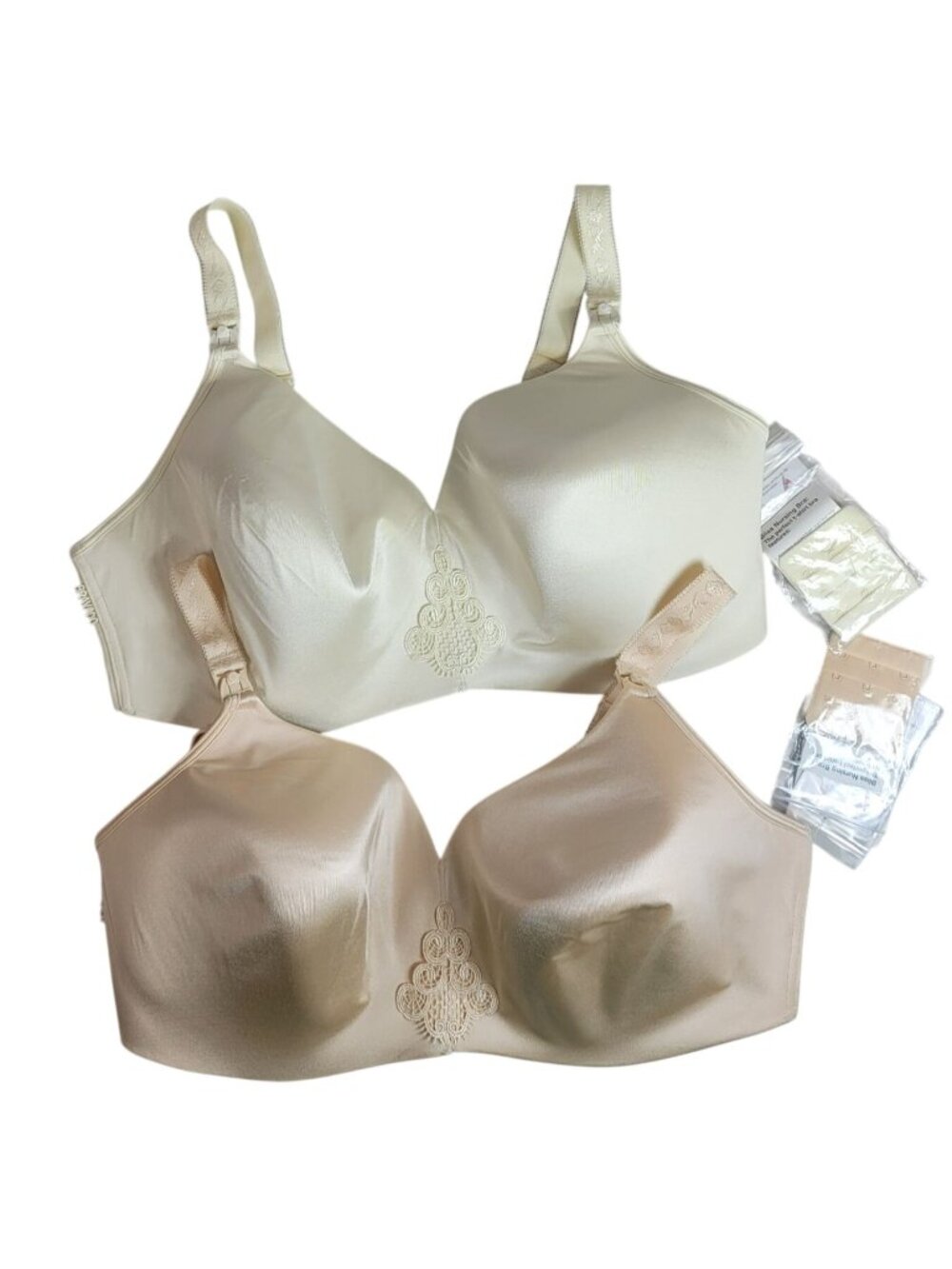 Bravado Wirefree Nursing Bra x2 Tan Ivory 40D DD Seamless Convertible Extend NEW